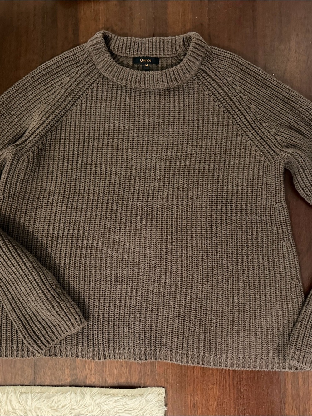 Quince Fisherman Cotton Crewneck Sweater in Brown